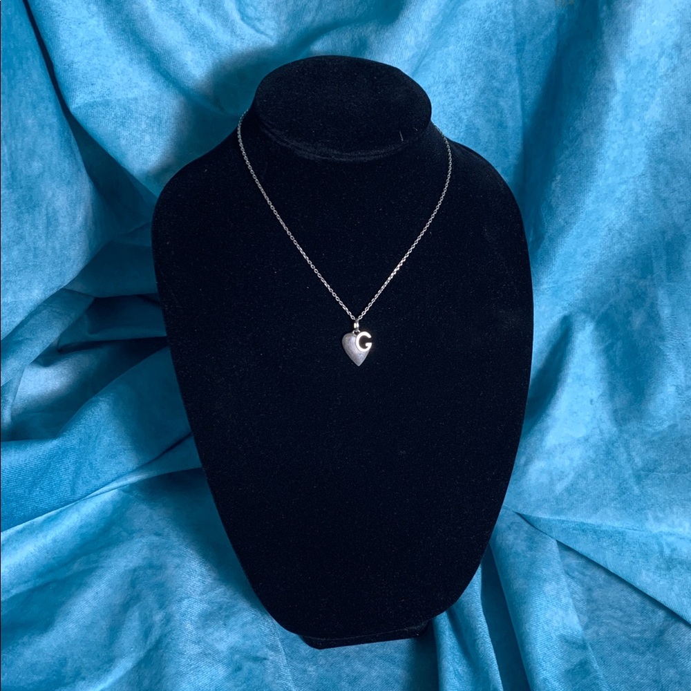 Gucci Sterling Silver 925 Heart G Charm Choker Necklace 14-16in